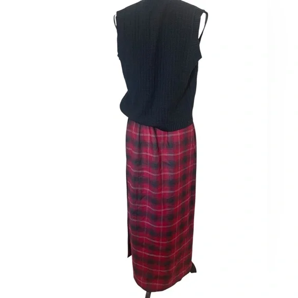 Vintage wool plaid maxi skirt wrap preppy old money classic holiday 10 - Picture 3 of 10